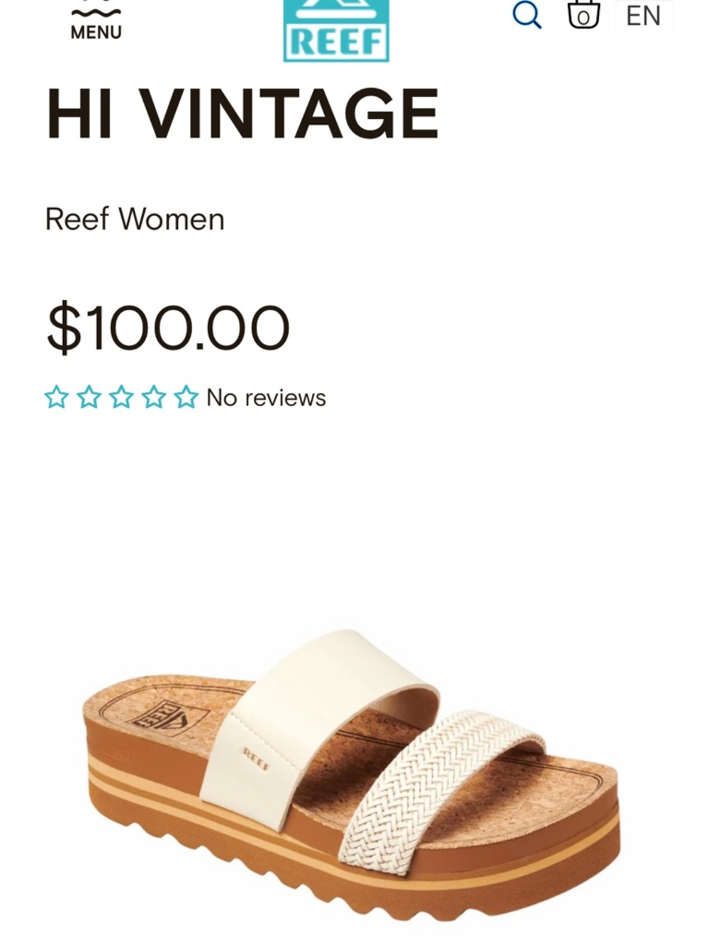 Reef Sandals with Cream Suede Lining and Cork Footbed